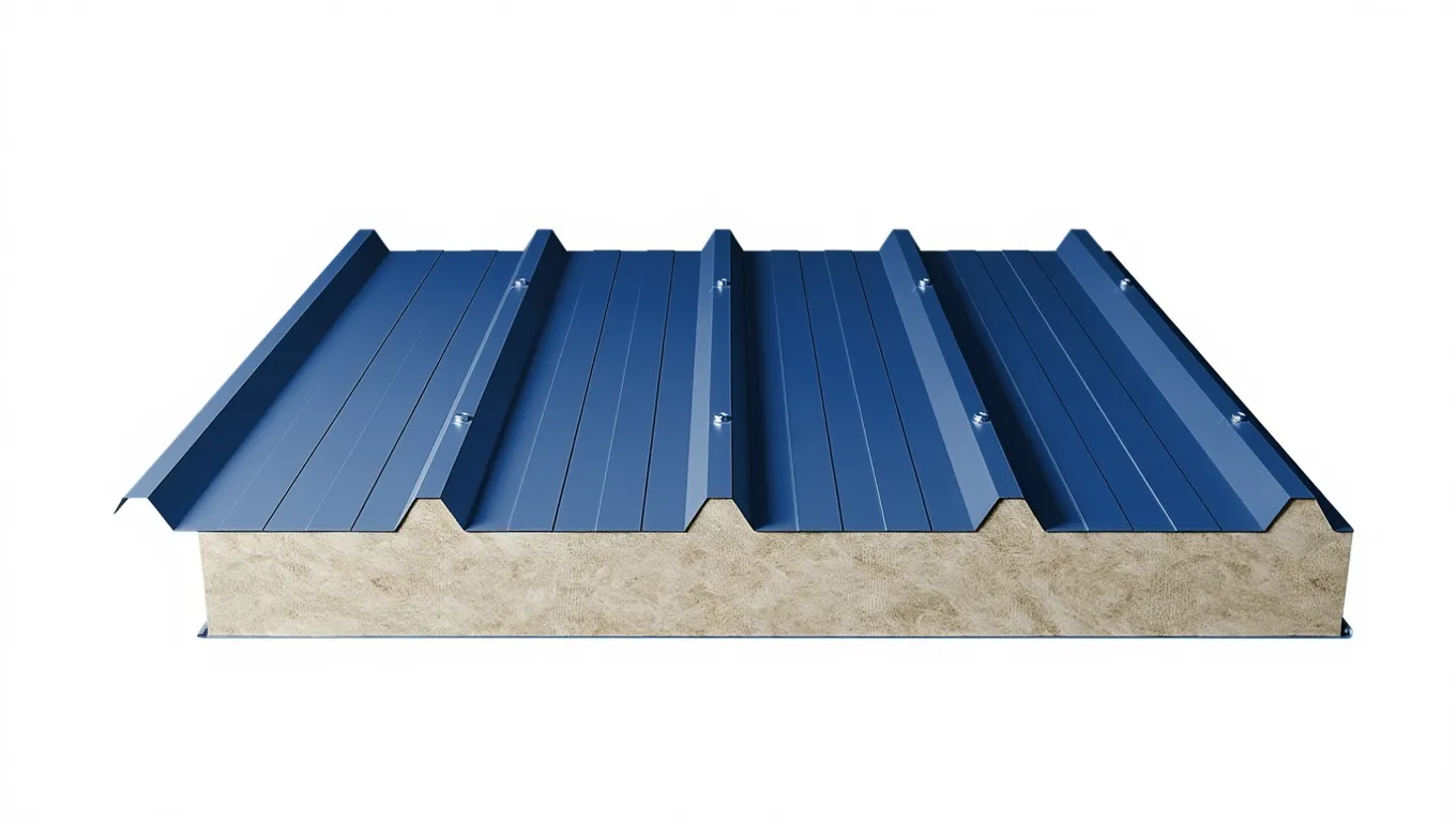 Кровельная сэндвич-панель с минватой 250 мм цвет RAL (полиэстер) верх 0,5 мм / низ 0,45 мм (ширина 1000 мм)